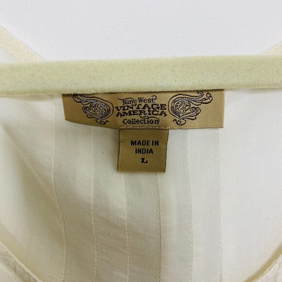 Nine West Boho Lace Blouse Lightweight Flowy Long Elastic Sleeve Top Sz L - Picture 7 of 9